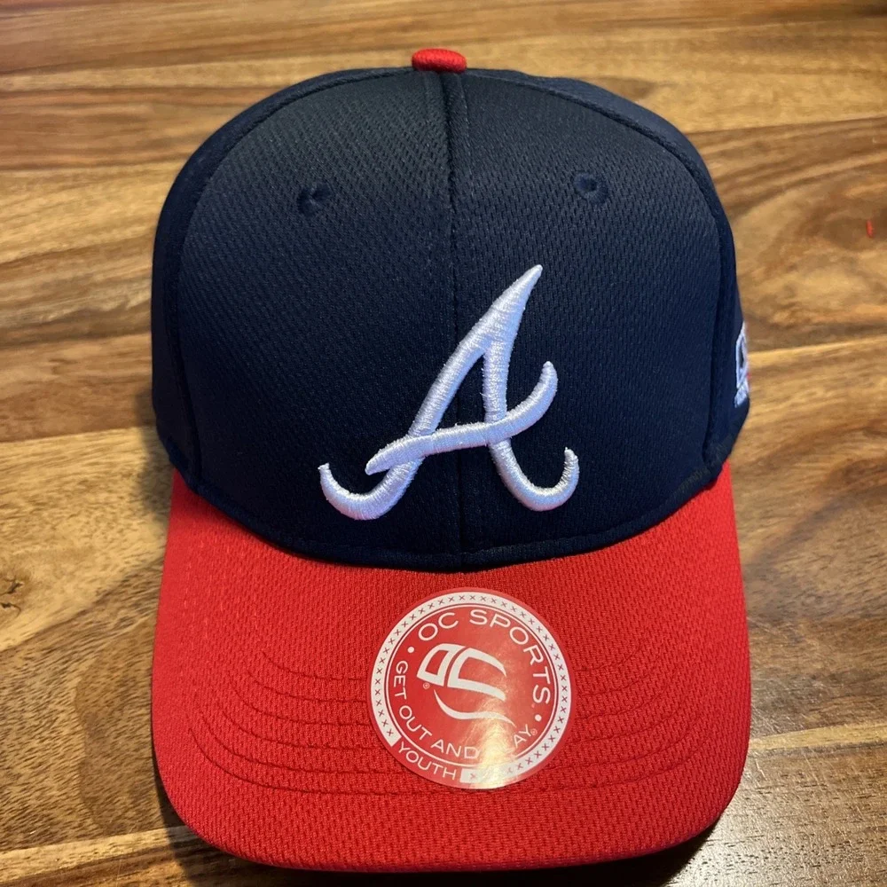 Atlanta Braves OC Sports MLB Youth Hat Navy Blue Red Adjustable Strapback Cap